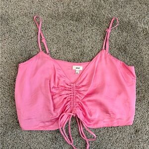 Aerie Pink Ruched Crop Top